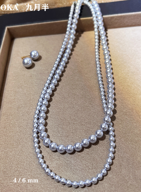 施家淡紫色珍珠项链女轻奢精致