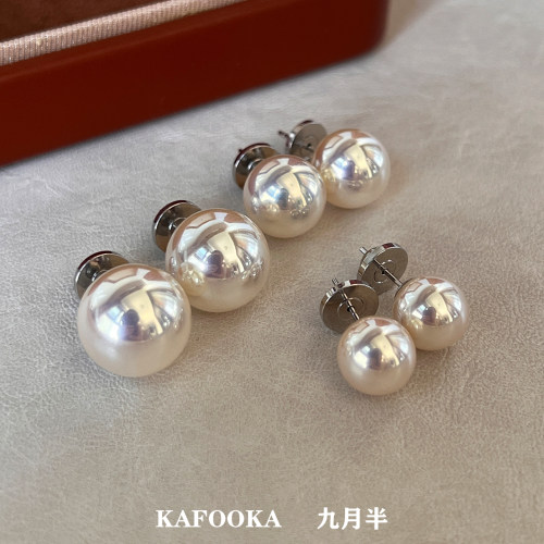 14mm大珍珠耳钉天女ak极光珍珠