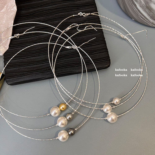 纯银项圈女澳白珍珠颈圈