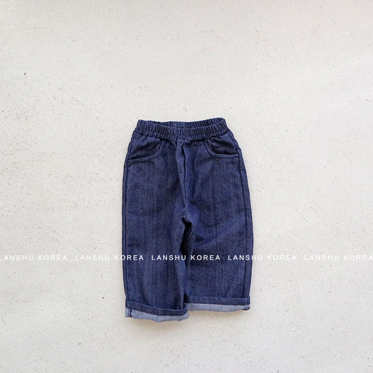 现货【Snler】懒鼠韩国童装26春款男童女童复古水洗感柔软牛仔裤