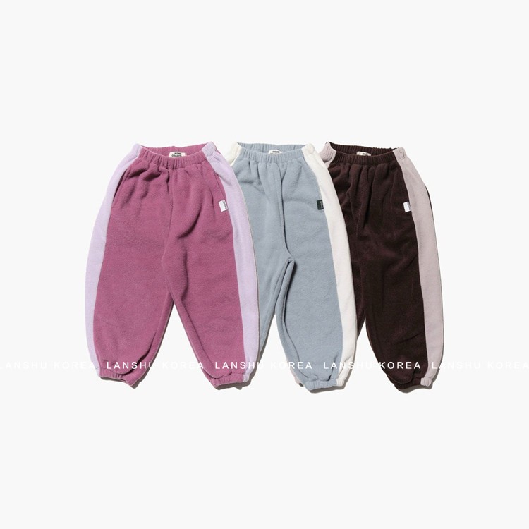 【Jeje】懒鼠韩国童装25冬款男童女童拼色时髦感收口加绒休闲裤