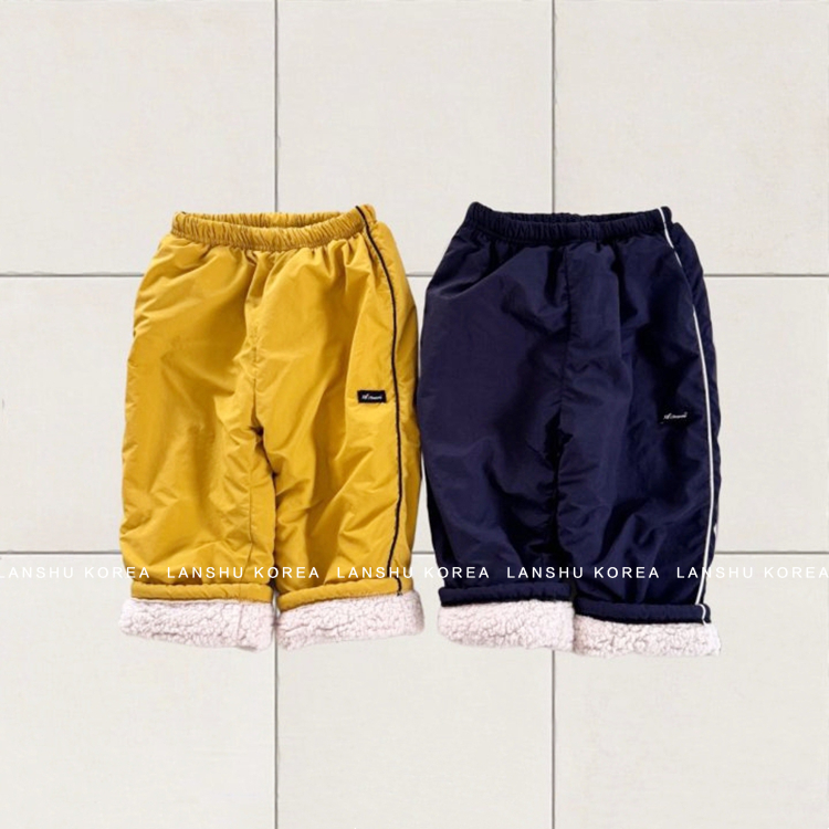 【Amore】懒鼠韩国童装25冬款男童女童敲保暖羊羔绒侧边条休闲裤