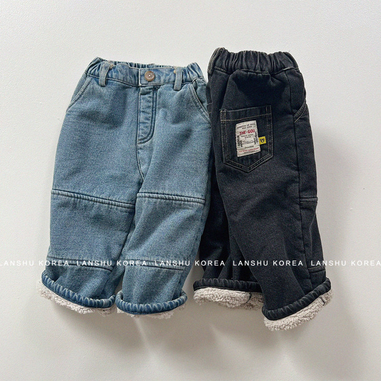 【Gou】懒鼠韩国童装25冬款男童女童羊羔绒复古亲子厚牛仔裤,童装/婴儿装/亲子装,裤子,淘宝优惠券,粉丝福利购,淘宝优惠卷