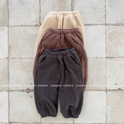 包邮【Mnbb】懒鼠韩国童装25冬款男童女童百搭王亲子加厚绒休闲裤