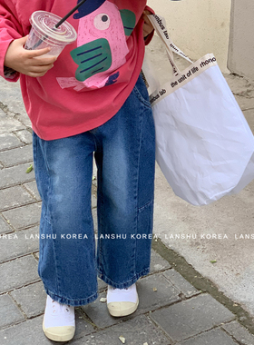 现货【Navi】懒鼠韩国童装26春款中大童水洗宽松直筒挺括软牛仔裤