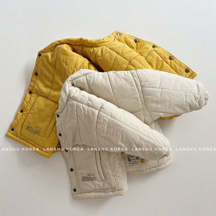 包邮【Gou】懒鼠韩国童装25冬男童女童简约贴布加厚保暖压格棉服,童装/婴儿装/亲子装,棉袄/棉服,淘宝优惠券,粉丝福利购,淘宝优惠卷