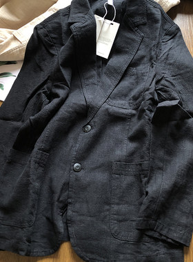 新品  牛货  苎麻西装  后开叉  男士秋季新款日系修身休闲小西服