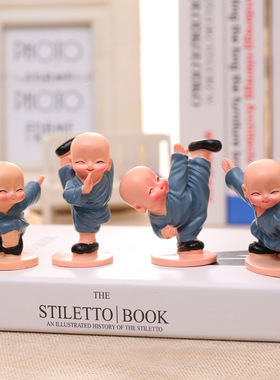 爆款热销四款小和尚少林功夫小子创意树脂公仔家居摆件可车载礼品