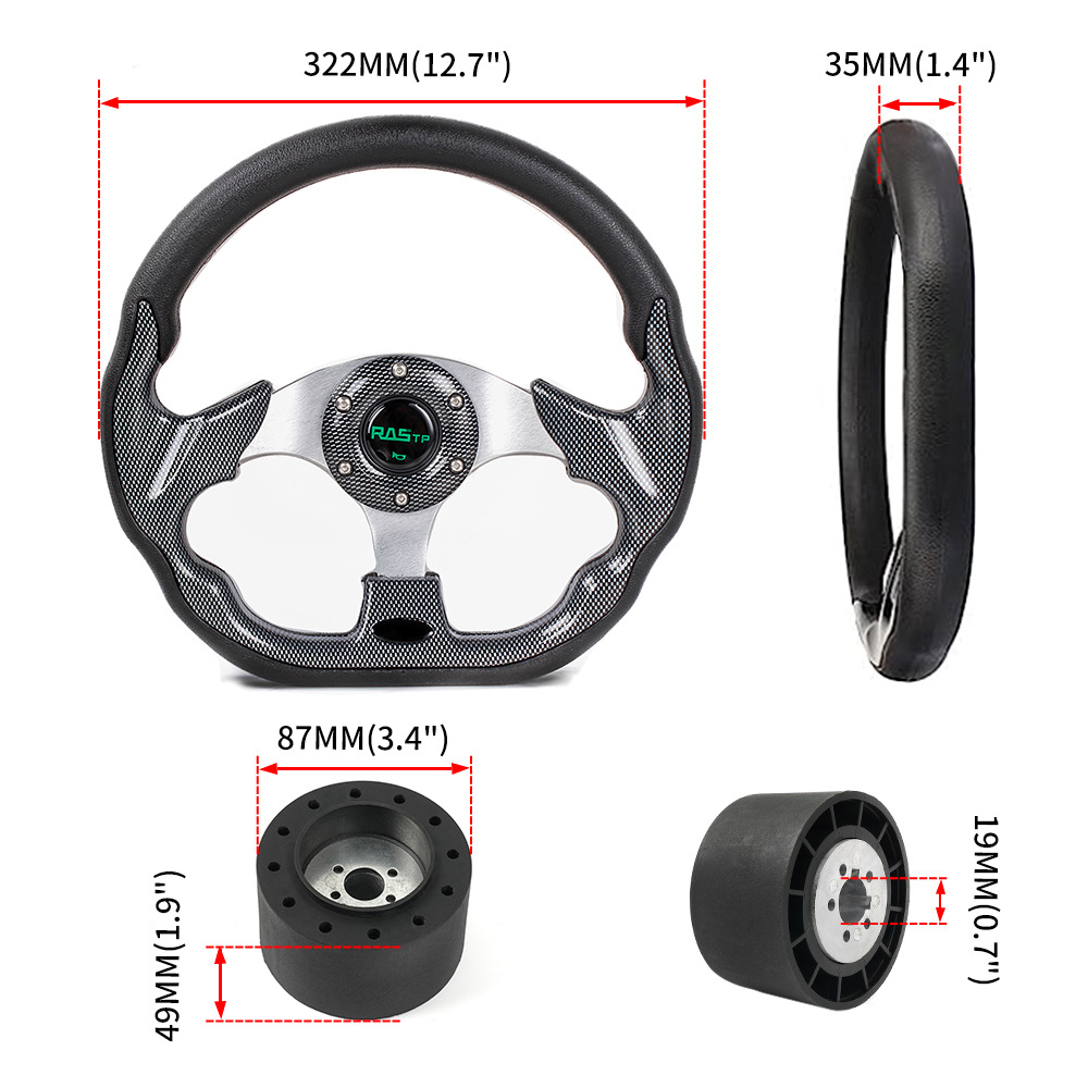 RASTP汽车改装竞技赛车四季方向盘13.英寸游戏方向盘卡丁车转向盘