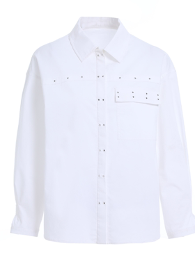 【莎娜粉丝专享】早秋新款翻领长袖百搭白衬衫女上衣LBB82008