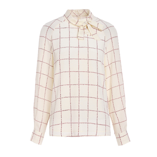 上衣LBE82006S 桑蚕丝真丝格纹显瘦显瘦衬衣衬衫 莎娜粉丝专享