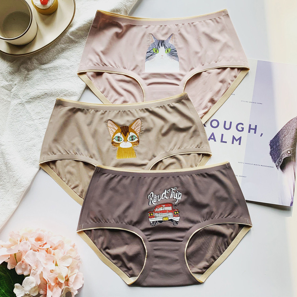 3条装ins风一片式冰丝女洋气内裤