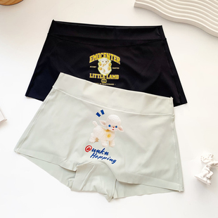 探路猫少女卡通印花女生无痕平角裤 舒适纯棉内裆中腰防走光安全裤