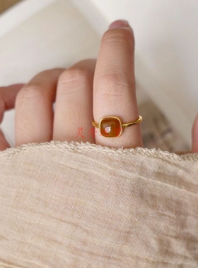 和田玉糖玉925银活口戒圈女款