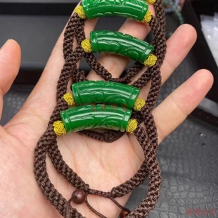 祖母绿翡翠雕花干青手镯手串翡翠干青项链手链隔珠diy文玩配珠