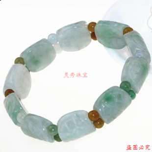 缅甸老坑翡翠三彩冰糯种龟壳龟甲手串手链男女款送证精美