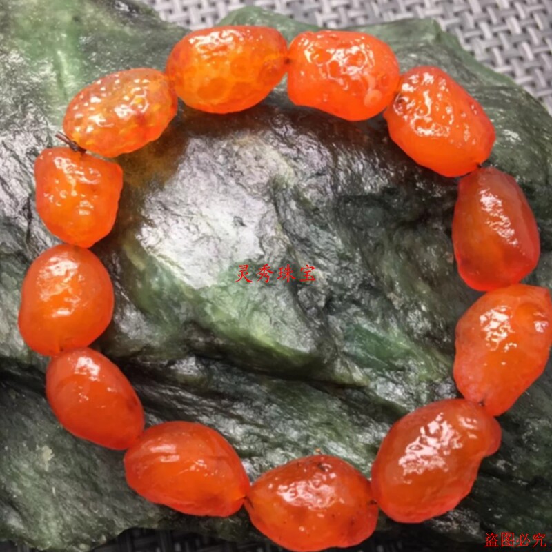 阿拉善戈壁玛瑙玉髓原石手链手串酒红糖心葡萄男女款百搭时尚