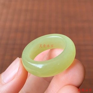 和田玉戒指黄口料指环男女款玉石指环食指黄玉戒指圈尾戒