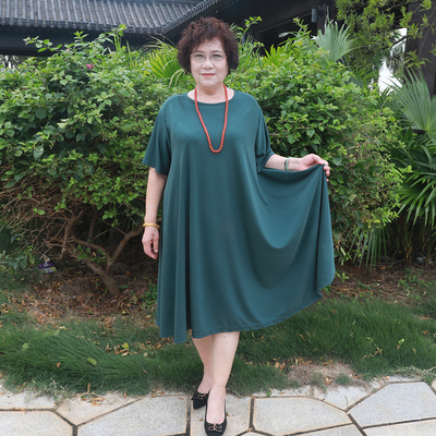 妈妈装半袖真丝棉裙子中老年女装