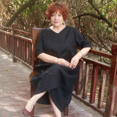 a字棉麻宽松休闲长裙胖妈妈装