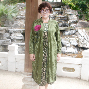 断码亏本清仓单件外套不包括裙子金丝绒缝花洋气中长款妈妈款开衫