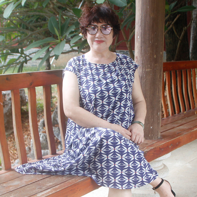 特大码胖妈妈夏季过膝小袖连衣裙