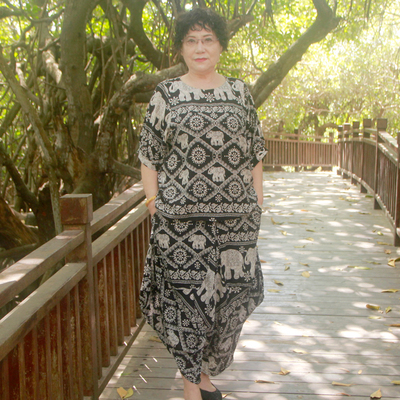 两件套棉绸裤子泰国妈妈款宽松夏
