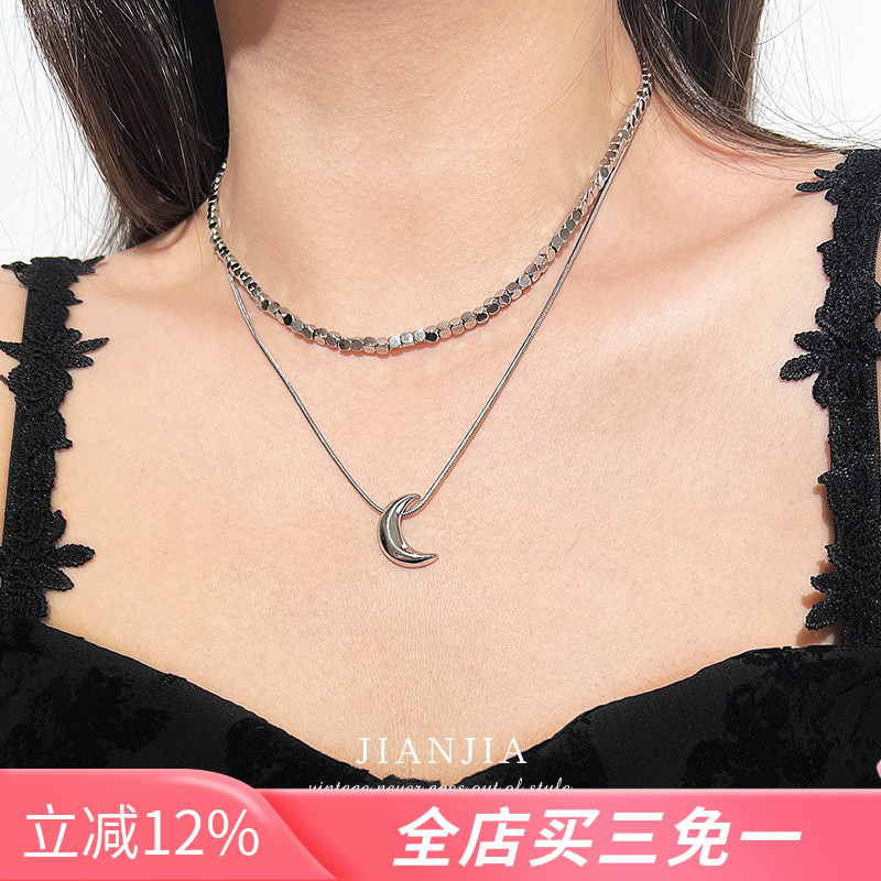 碎银几两小方块银色锁骨链