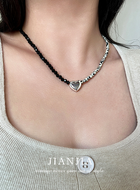 JIANJIA天然石爱心甜酷辣妹项链