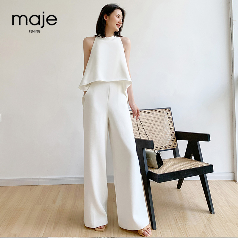 設計感高腰顯瘦一件式闊腿連衣褲