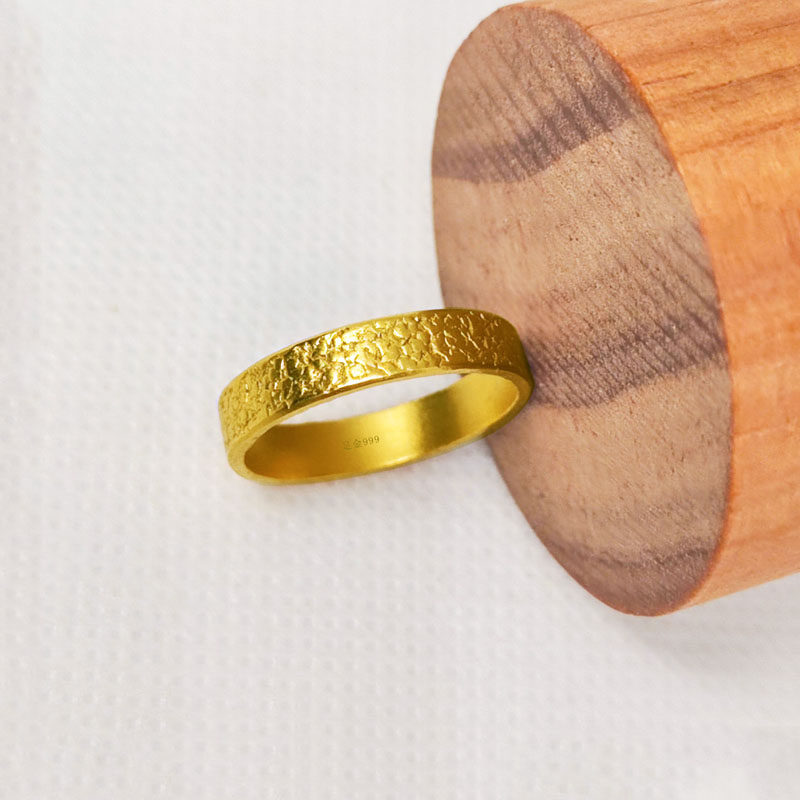 足金999黄金戒指和源创意锤纹