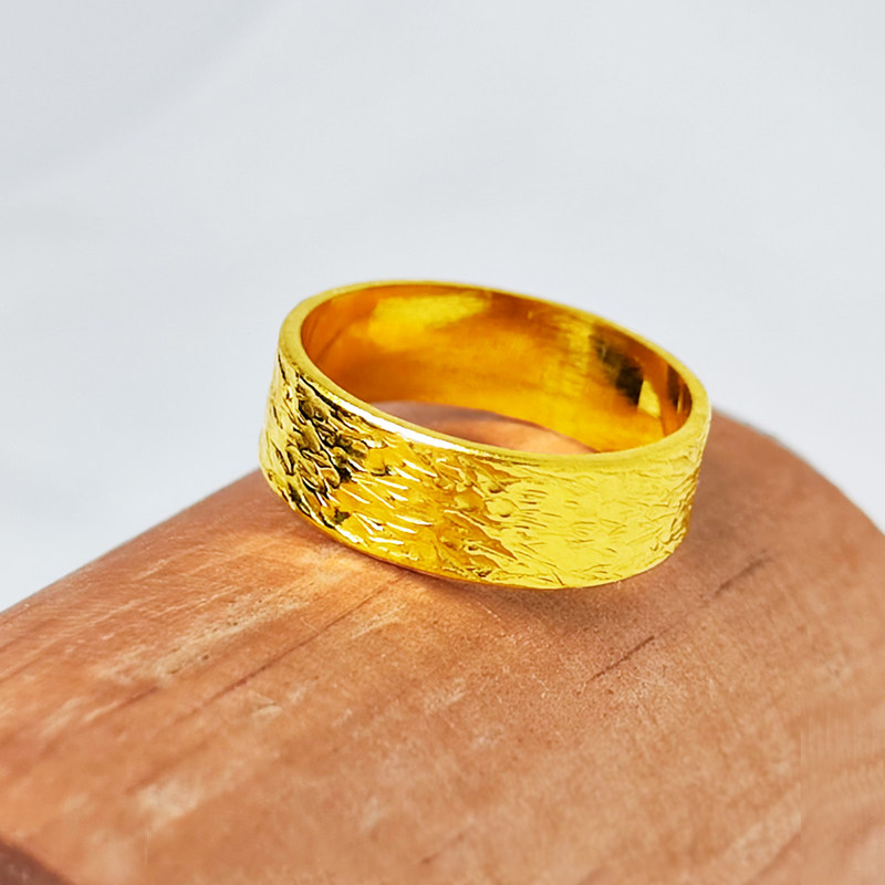 和源戒指足金999锤纹实心个性