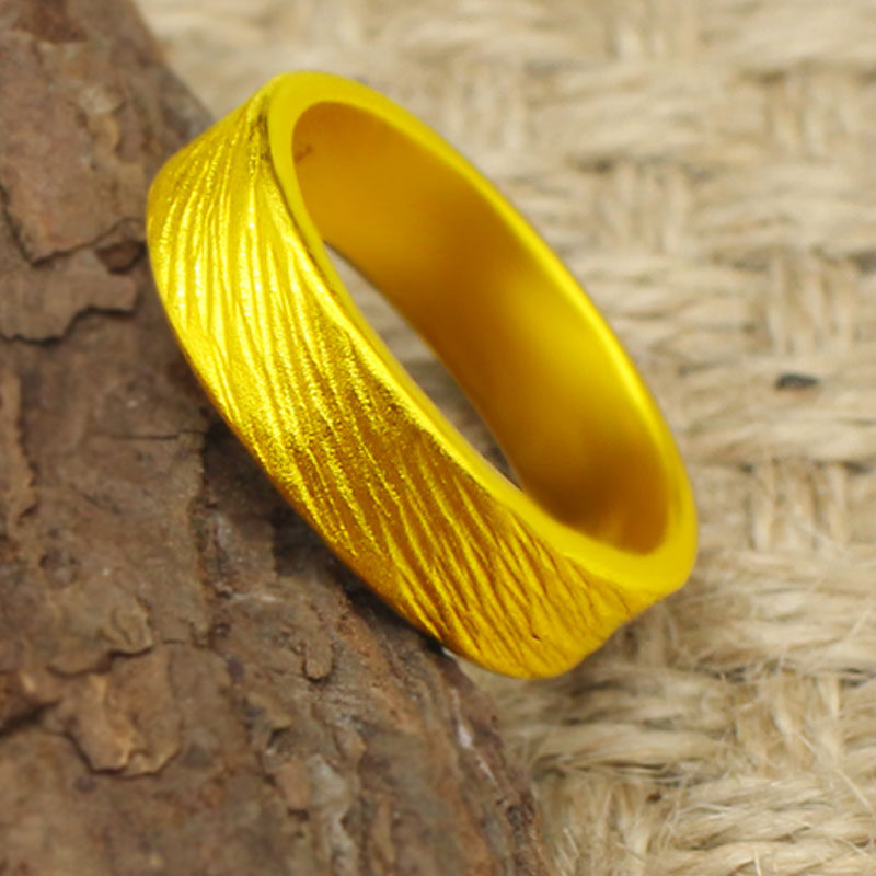 古法实心锤纹戒指和源足金999