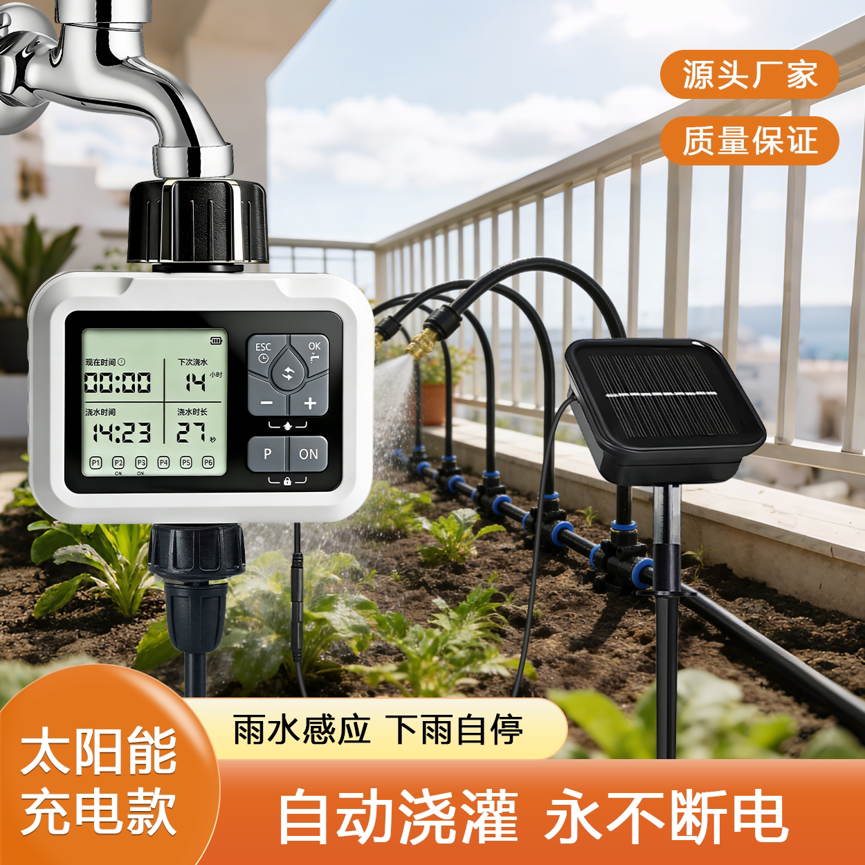 永不断电太阳能手机远程控制浇花器花园阳台自动浇水神器出差旅游