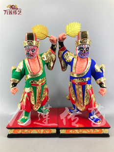 木雕日巡夜巡人物神像香樟木手工漆线雕九莲木雕神像佛像来图定制