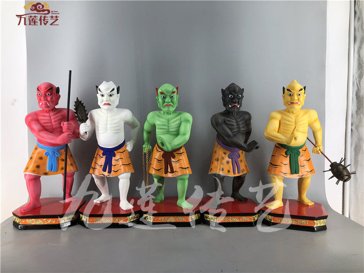 木雕神像五鬼阴神五鬼香樟木手工漆线雕40cm九莲木雕来图定制