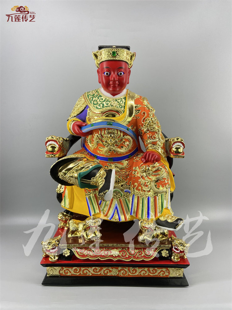 古典香樟木线雕手工广泽尊王神像