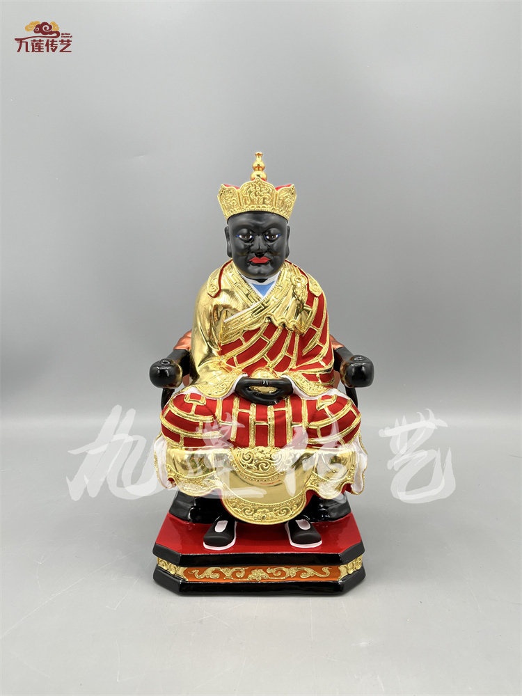 人物神像清水祖师香樟木手工漆线雕方形底座家居寺庙供奉九莲木雕