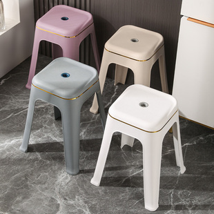 欧式金边塑料凳子家用加厚熟胶简约现代客厅餐桌椅板凳可叠放高凳