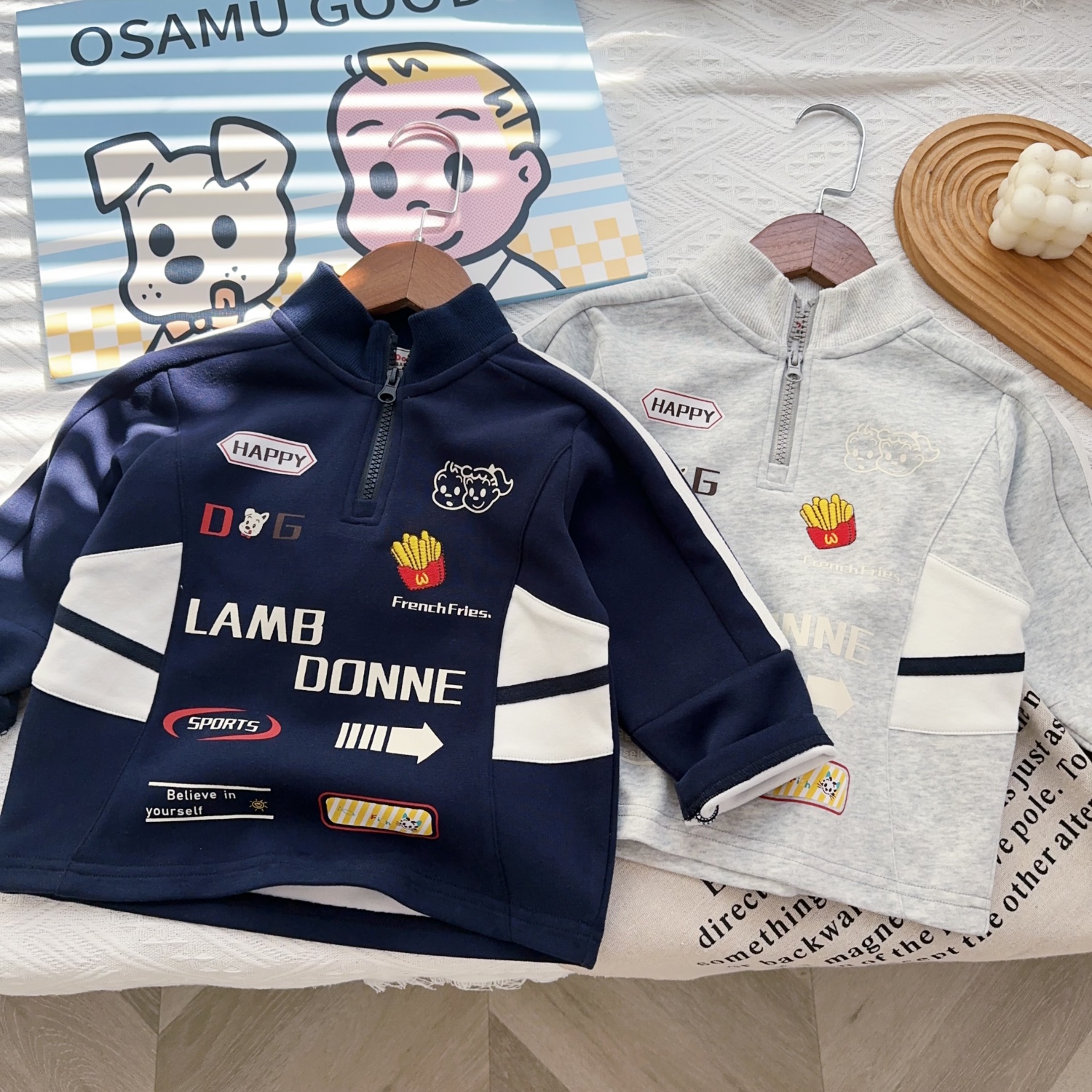 2025新款男童卫衣日系小汽车儿童卫衣秋款可爱卡通刺绣上衣