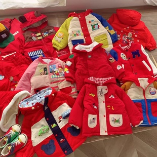 日系童装儿童外套新年衣服卡通拜年服男女童过年红色外套宝宝马甲