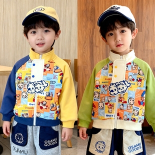 25秋冬防寒男童加绒外套日系原田治童装印花女童外套夹克宝宝上衣