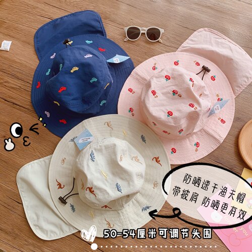 夏季儿童防晒速干可调渔夫帽
