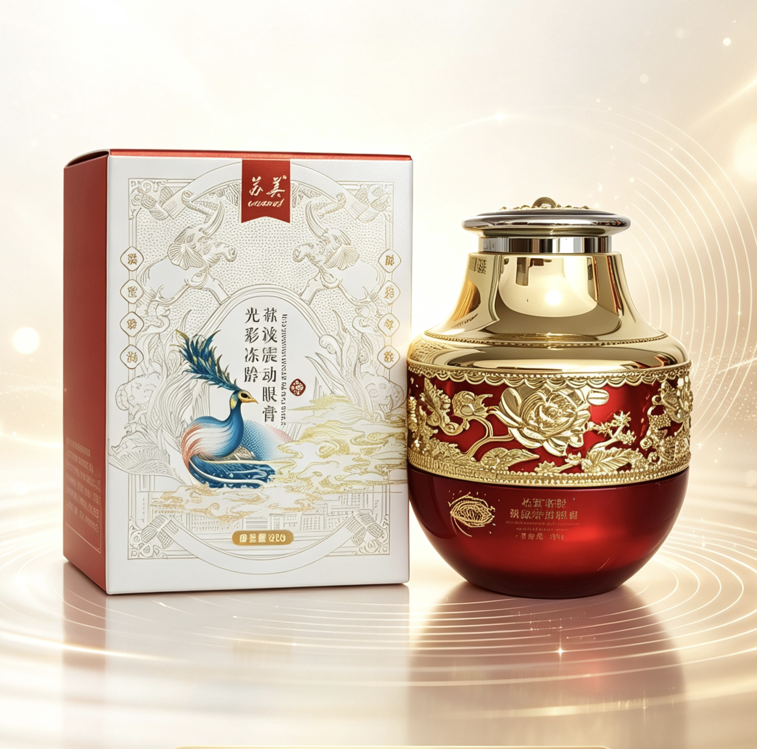苏美大红瓶光彩冻龄微波震动眼膏眼霜护肤淡纹提亮眼周补水保湿