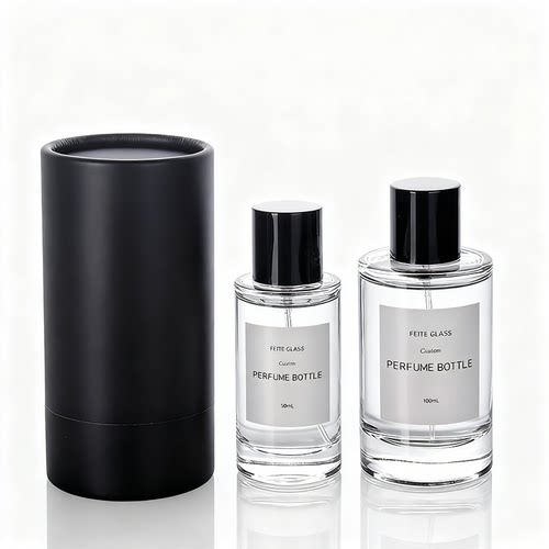 现货30ml50ml100ml圆柱透明玻璃香水瓶卡口喷雾按压化妆品香水瓶