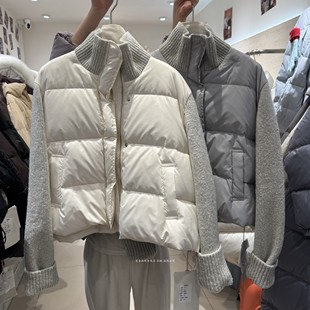 2025冬新款 针织拼接羽绒服 新款 洋气百搭保暖白鸭绒短外套 韩版