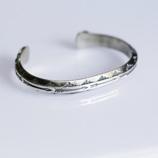 铁头的店 NAVAJO 印第安花纹纯银手镯 LUCKY JOHN纳瓦霍手工银饰