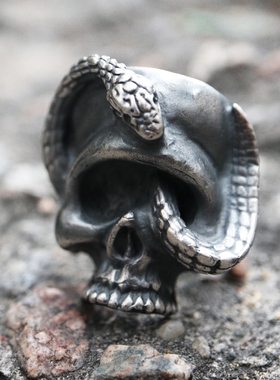 铁头的店高山隆大蛇骷髅银戒指