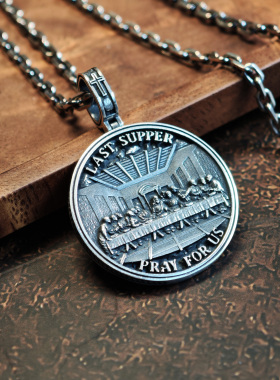 铁头的店 925银 “最后的晚餐” 欧美风复古潮流款吊坠