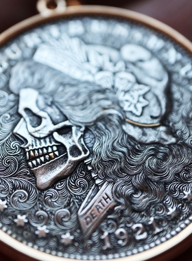 摩根银币吊坠银币流浪者骷髅金牙